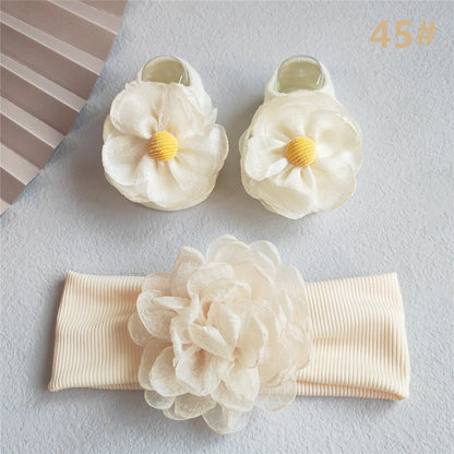 Lace Flower Baby Girl Headband Socks Set