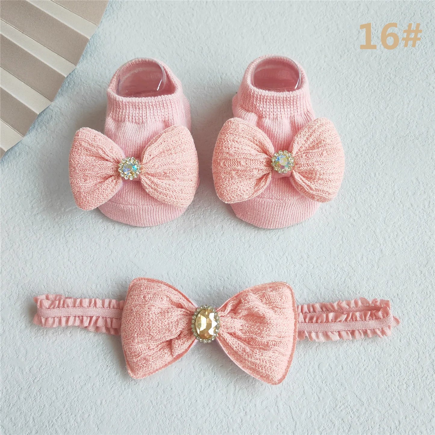 Lace Flower Baby Girl Headband Socks Set