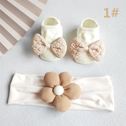 Lace Flower Baby Girl Headband Socks Set