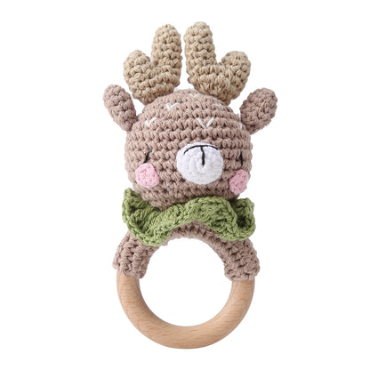 Baby Crochet Rattle Wooden Teether Toy