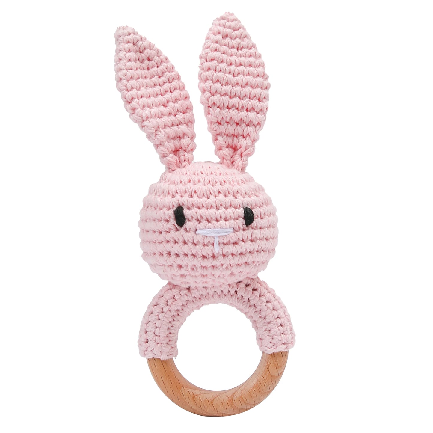 Baby Crochet Rattle Wooden Teether Toy