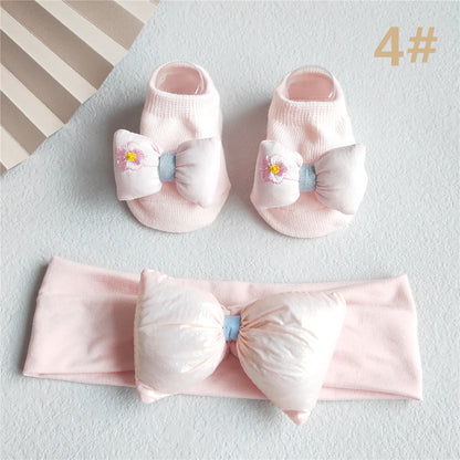 Lace Flower Baby Girl Headband Socks Set