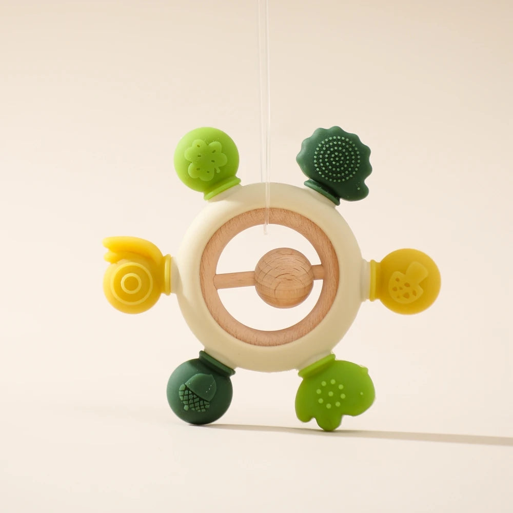 Baby Crochet Rattle Wooden Teether Toy