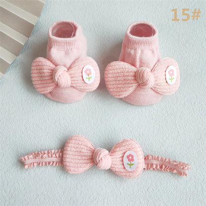 Lace Flower Baby Girl Headband Socks Set