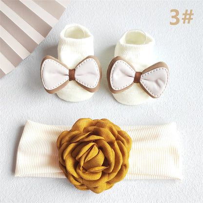 Lace Flower Baby Girl Headband Socks Set