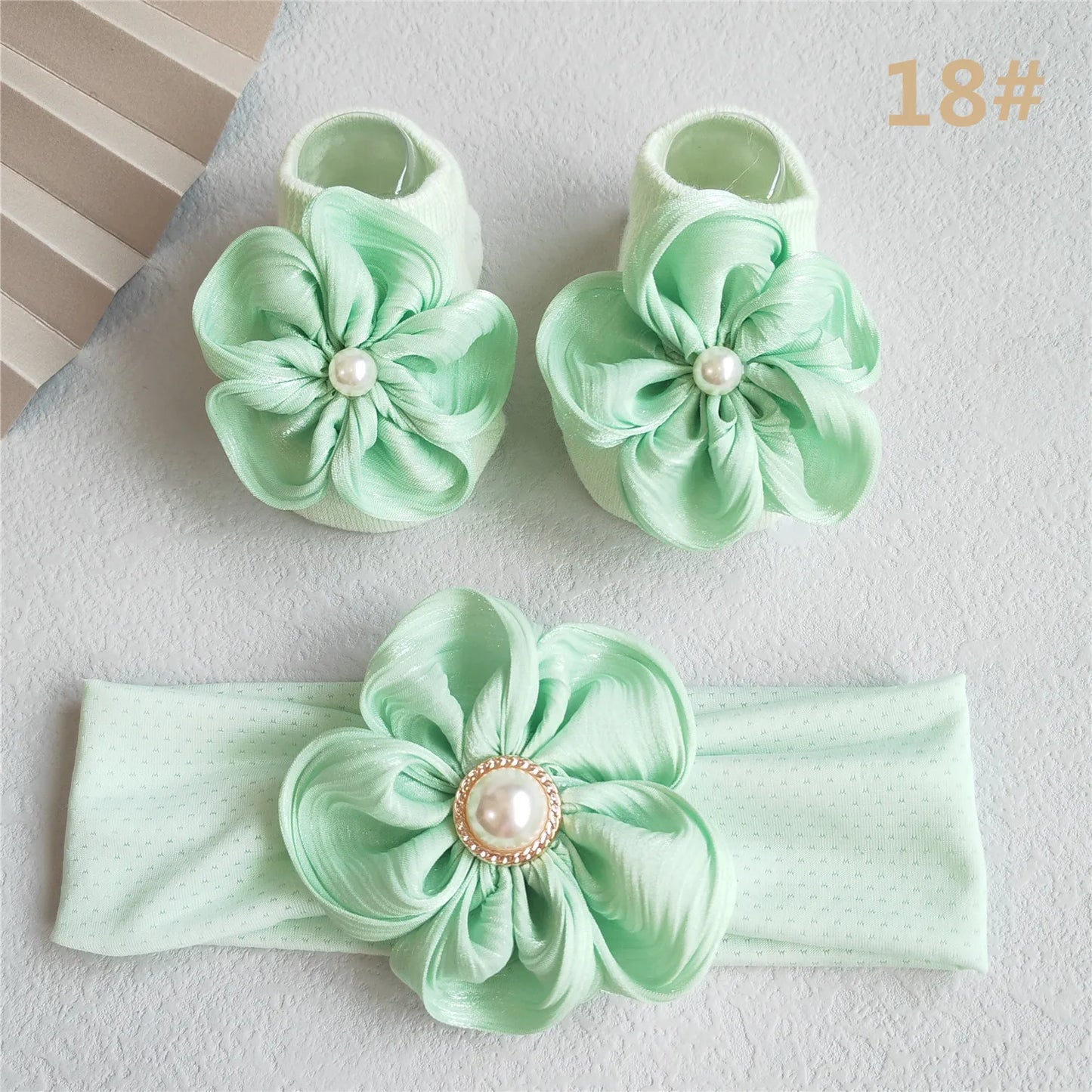 Lace Flower Baby Girl Headband Socks Set