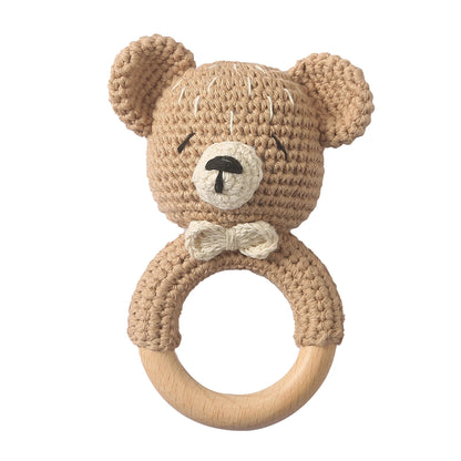 Baby Crochet Rattle Wooden Teether Toy