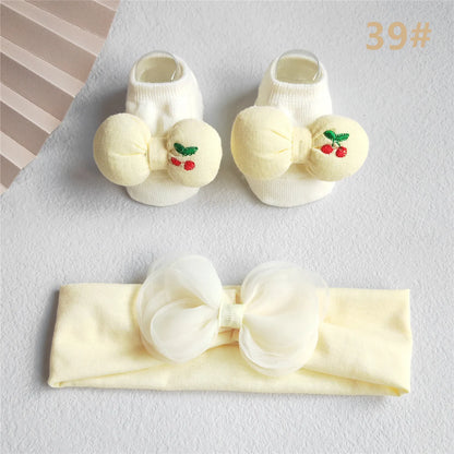 Lace Flower Baby Girl Headband Socks Set