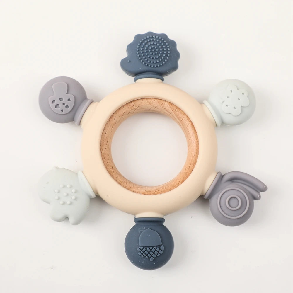 Baby Crochet Rattle Wooden Teether Toy