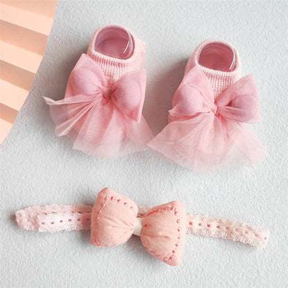 Lace Flower Baby Girl Headband Socks Set