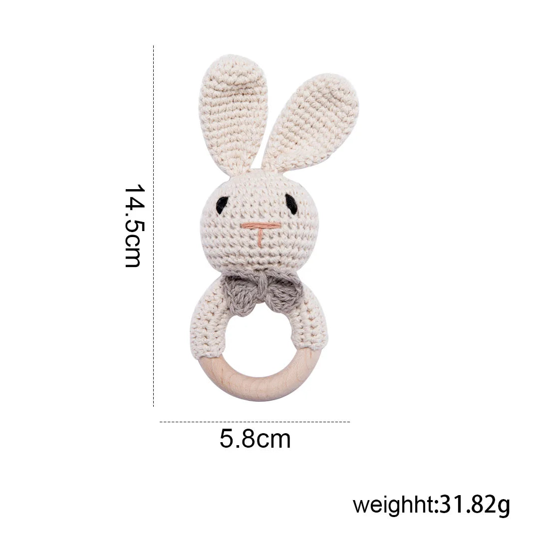 Baby Crochet Rattle Wooden Teether Toy