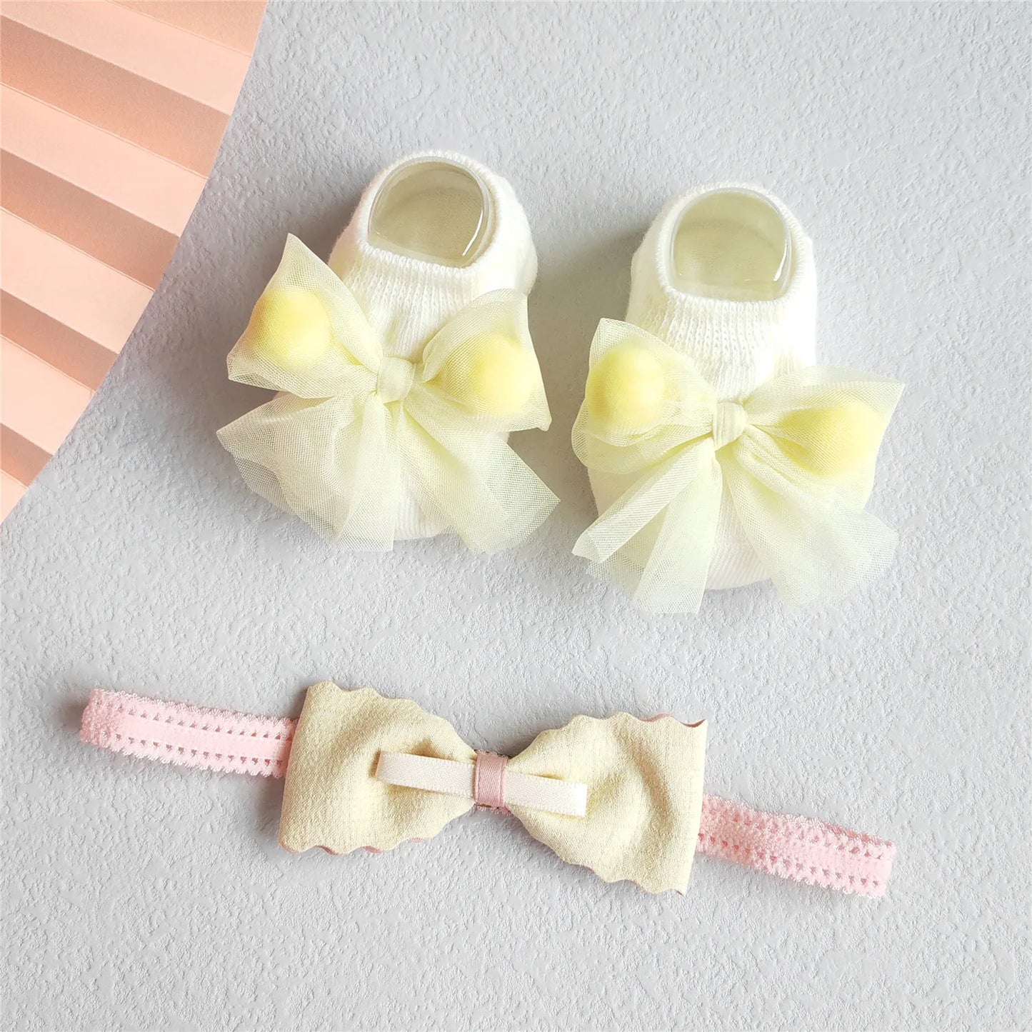 Lace Flower Baby Girl Headband Socks Set