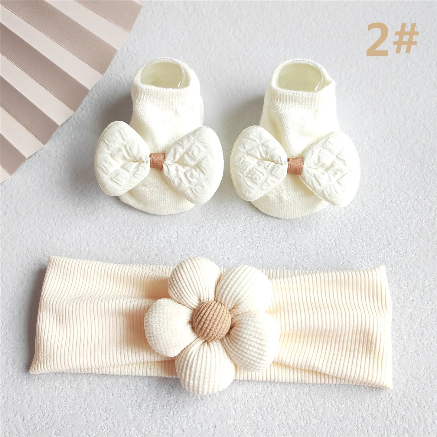 Lace Flower Baby Girl Headband Socks Set