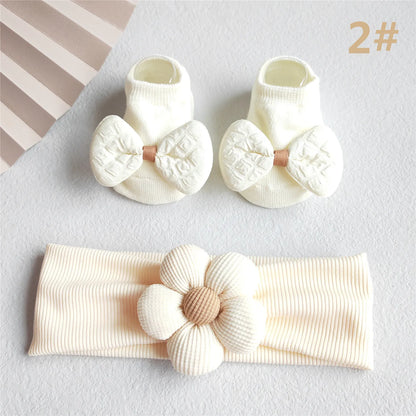 Lace Flower Baby Girl Headband Socks Set