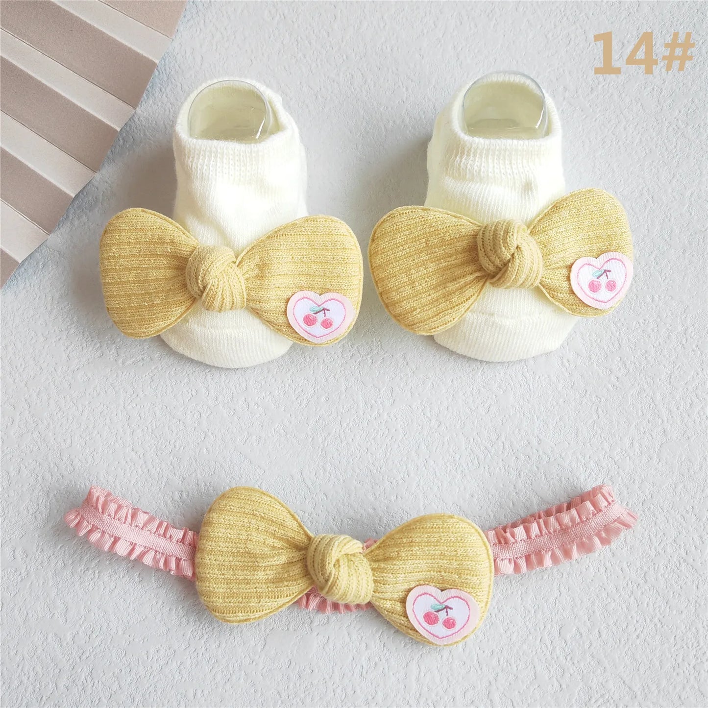 Lace Flower Baby Girl Headband Socks Set