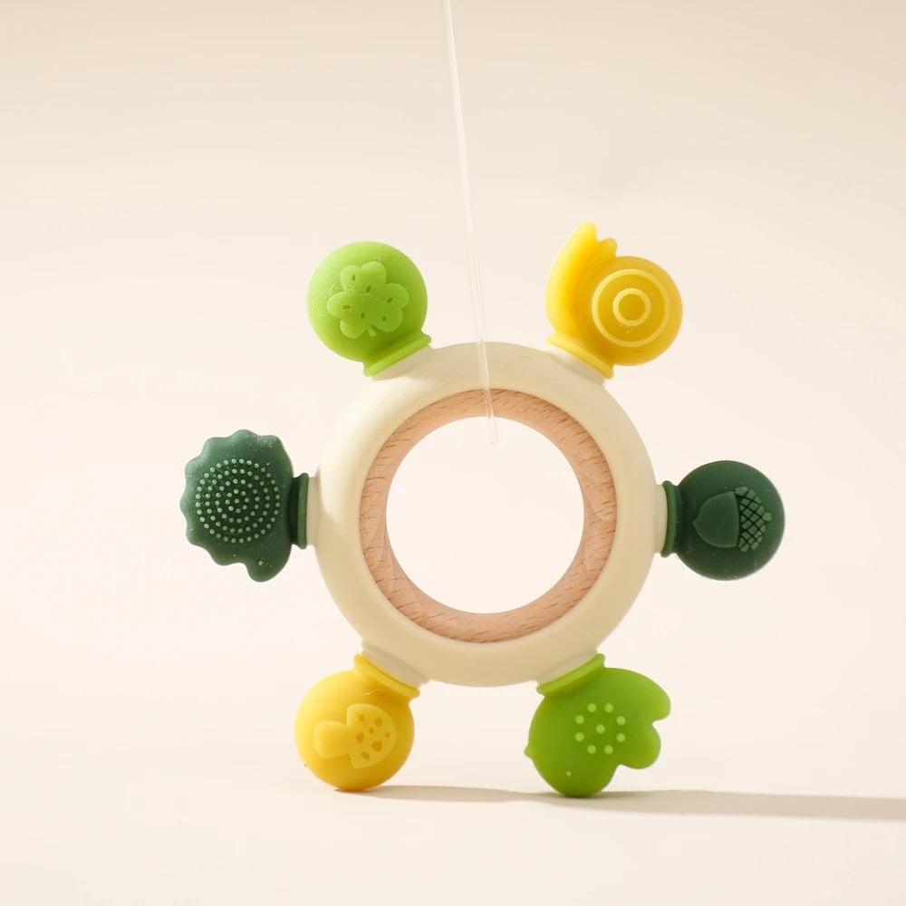 Baby Crochet Rattle Wooden Teether Toy